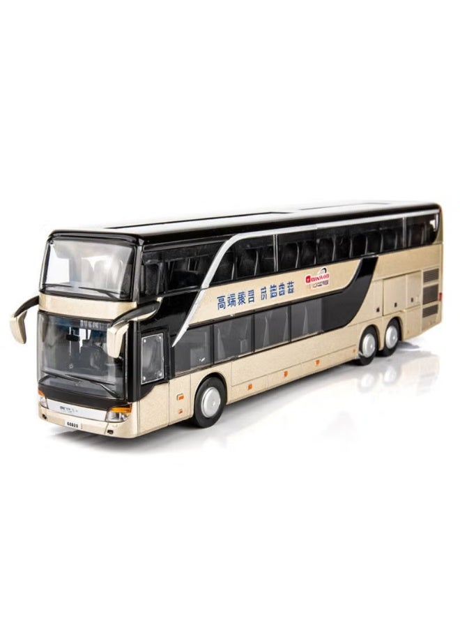 White Alloy Pull Back Bus Model High Imitation Double Flash Toy Vehicle - Image 1