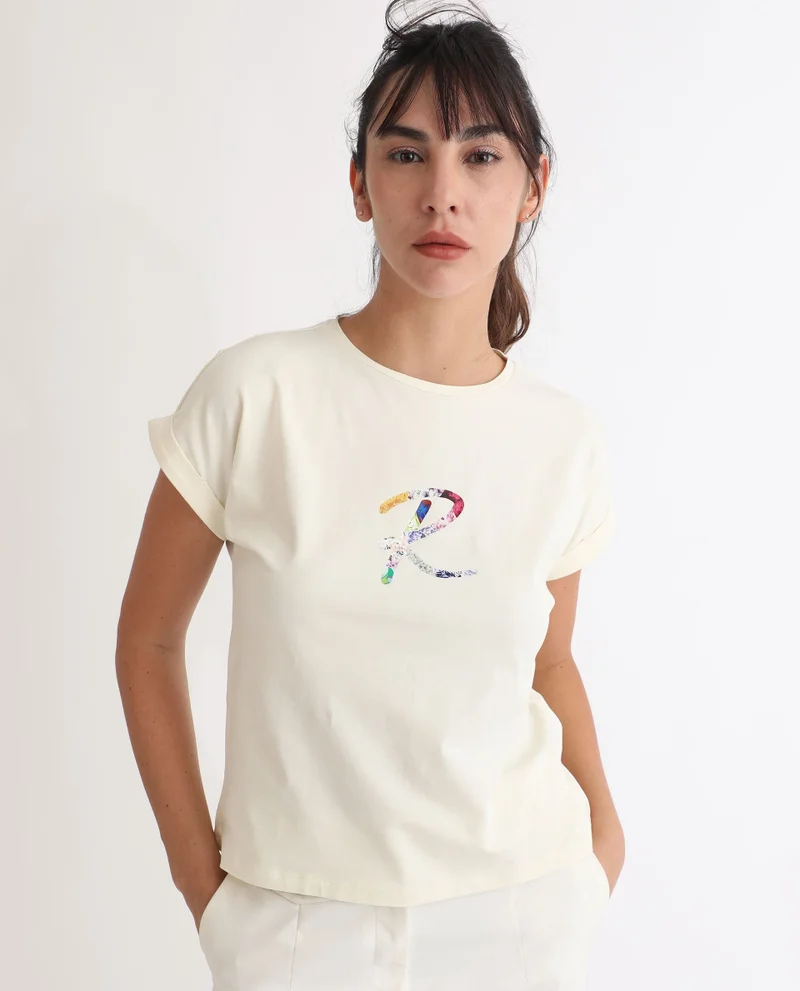 Rareism Rareism Women Lia Off White  Regular Fit Half Sleeves Solid Crew Neck T-Shirt
