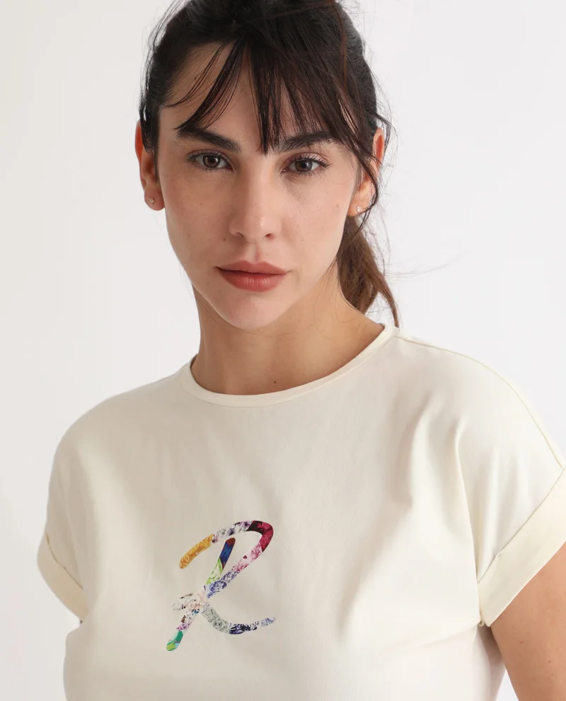Rareism Rareism Women Lia Off White  Regular Fit Half Sleeves Solid Crew Neck T-Shirt