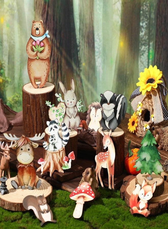 Feekoon 12 Pcs Wooden Animal Cutout Shapes Forest Painted Woodland Decorations Animals Wood Table Centerpieces Woodland Creature Decor for Craft Party Supplies Birthday Favors Cake Decor - Image 2