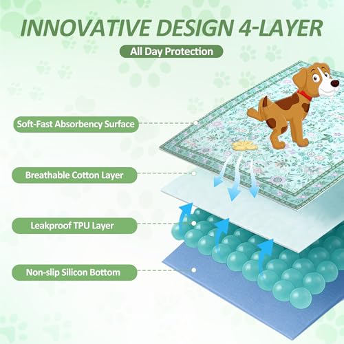 Bao dan Baodan Washable Pee Pads for Dogs 2 Pack Super Absorbent Reusable Puppy Pads with Colorful Flowers Patterns for Potty Training Floor Couch Bed and Crate18x 24 - Image 3