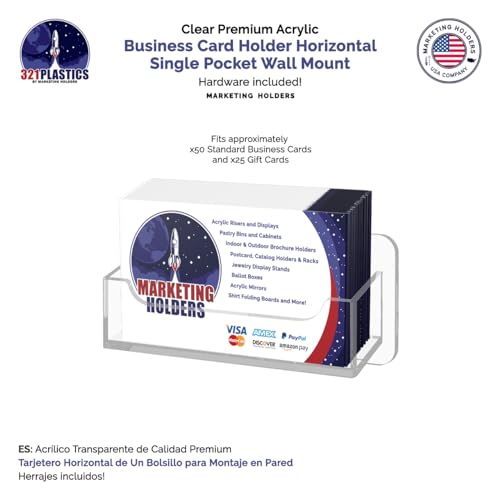 Marketing Holders Hanging Business Card Holder with Hardware for 3.5" x 2" Gift Cards Retail Holder Reward Points and Contact Card Display Clear Acrylic Rack - Image 3