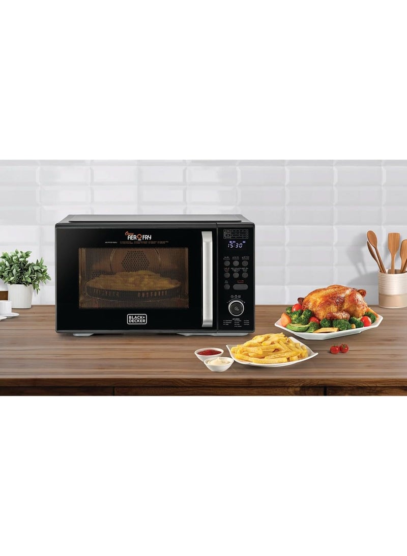BLACK&DECKER 4-in-1 Digital Microwave Oven with Air Fryer, Grill & Convection, 29L Capacity, 10 Auto Cook Menus, 9 Air Fry Presets, 5 Power Levels, LED Light, Ideal for Families – Black  - Image 2