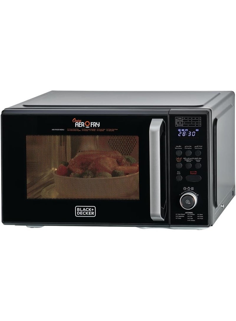 BLACK&DECKER 4-in-1 Digital Microwave Oven with Air Fryer, Grill & Convection, 29L Capacity, 10 Auto Cook Menus, 9 Air Fry Presets, 5 Power Levels, LED Light, Ideal for Families – Black  - Image 1