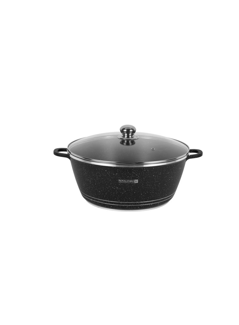 Royalford 36 cm Die Cast Casserole- RF12703/ Non-Stick Cookware with Granite Coating, Compatible with Hot Plate, Halogen, Gas Cooktops Black 2Liters - Image 2