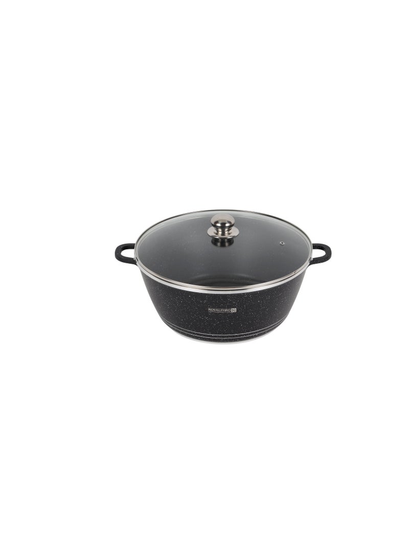 Royalford 36 cm Die Cast Casserole- RF12703/ Non-Stick Cookware with Granite Coating, Compatible with Hot Plate, Halogen, Gas Cooktops Black 2Liters - Image 1