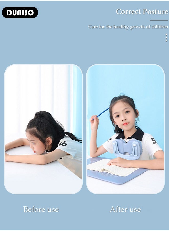 DUNISO Kids Sitting Posture Corrector and Ergonomic Desk Writing Posture Corrector, ABS Present Height Good Stability Posture Corrector, Detachable Nap Pillow with Holder for Kids  - Image 2