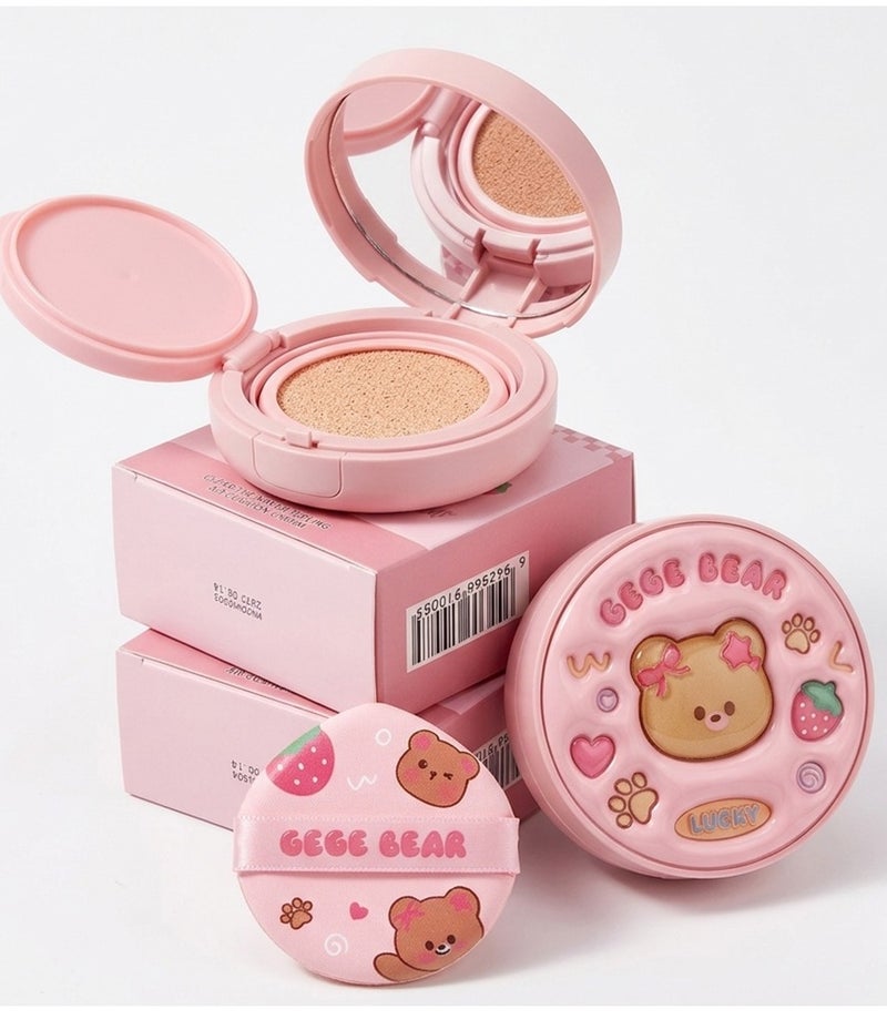 Gege bear Cushion Foundation Lightweight Medium to Full Coverage BB Cream Long Lasting Hydrating 01 Ivory - Image 1