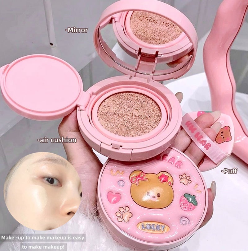 Gege bear Cushion Foundation Lightweight Medium to Full Coverage BB Cream Long Lasting Hydrating 01 Ivory - Image 4