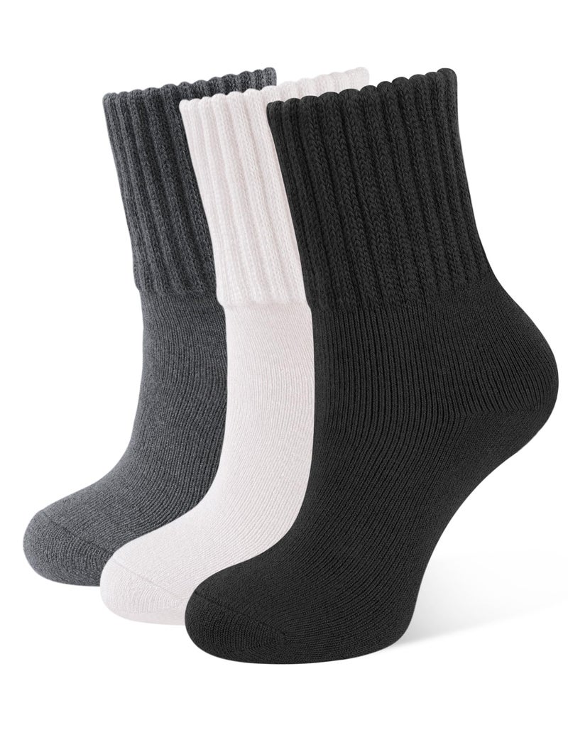 CLOSEMATE Womens Thick Full Cushioned Thermal Warm Boot Socks for Winter 3 Pairs(1Black 1Cream 1DarkGrey) - Image 1