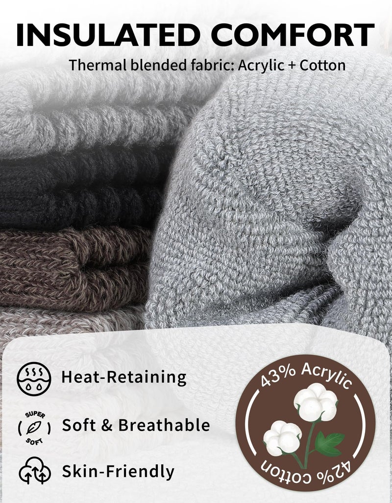 CLOSEMATE Womens Thick Full Cushioned Thermal Warm Boot Socks for Winter 3 Pairs(1Black 1Cream 1DarkGrey) - Image 4