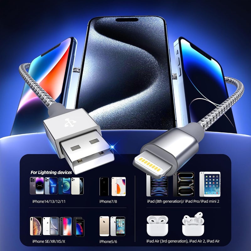 Bkayp 3-Pack 10FT Apple MFi Certified Lightning Cable - Fast Charge & High Speed Data Sync - Image 5