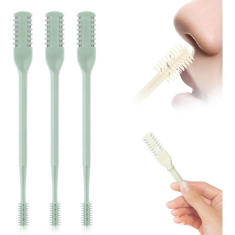 2-in-1 Nose Hair Trimmer for Daily Use,2026 Manual 360° Rotating Nostril Hair Removal Tool Double Sided Blade Travel Size,Nasal Hair Cutter for Women Men (Green, 3 Pcs) - Image 1