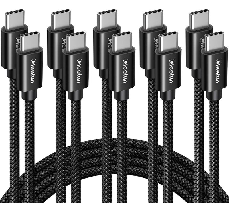 CLEEFUN USB C to USB C Cable 60W, USBC to USBC, [5-Pack, 3 ft] Type C to C Charger Cord Fast Charging for iPhone 16 15 Pro Max/Plus, for Samsung Galaxy S26 S25 S24 S23 Ultra, for iPad/MacBook Pro - Image 1