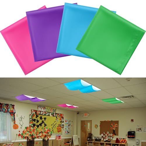 Wowangce 4 Pcs 54 x 24 Inch Fluorescent Light Cover for 4 x 2 Feet Ceiling Light Magnetic Hanging Covers with 8 Magnet Softening Filter for Ceiling Office Lamp - Image 1