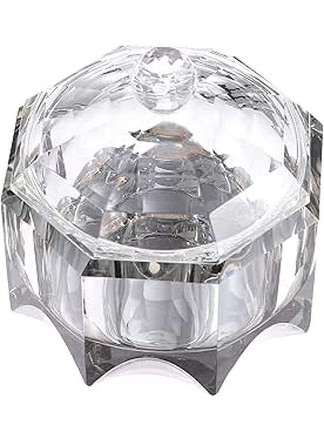 Square Ashtray With Lid Crystal Glass Desktop Ash Container Octagonal Gold Tone For Indoor Home Cigarette Butt Disposal - Image 1