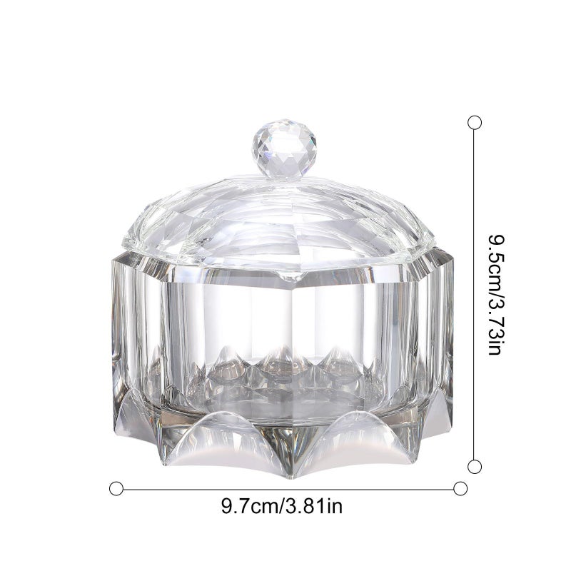Square Ashtray With Lid Crystal Glass Desktop Ash Container Octagonal Gold Tone For Indoor Home Cigarette Butt Disposal - Image 3
