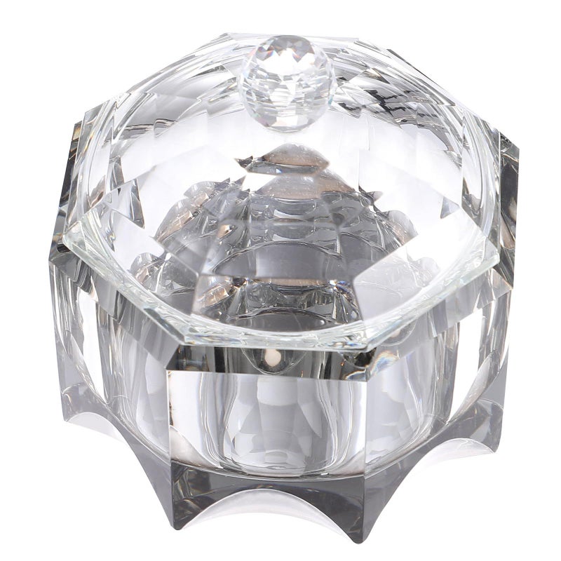 Square Ashtray With Lid Crystal Glass Desktop Ash Container Octagonal Gold Tone For Indoor Home Cigarette Butt Disposal - Image 2