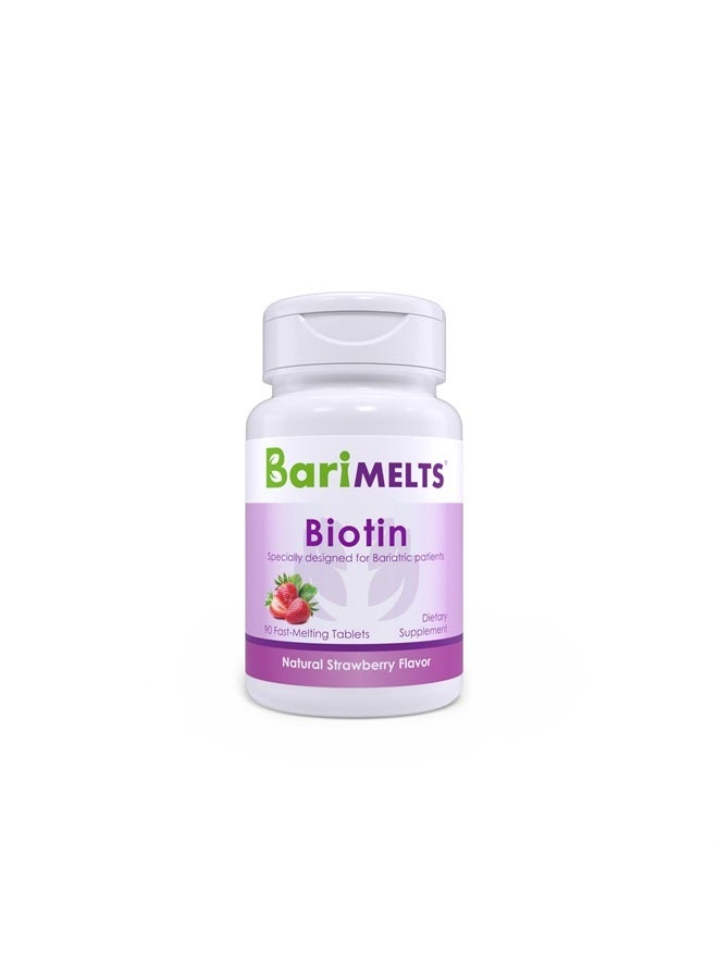 BariMelts Biotin, Dissolvable Bariatric Vitamins, Natural Strawberry Flavor, 90 Fast Melting Tablets - Image 1