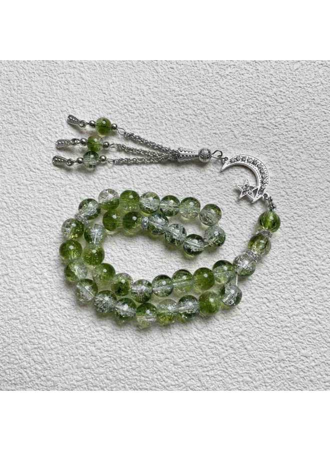 YIXIA New Arrival 33-piece 10mm Glass Ice Crack Muslim Prayer Beads Daily Bracelet Tasbih - Image 2