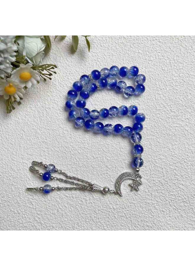 YIXIA New Arrival 33-piece 10mm Glass Ice Crack Muslim Prayer Beads Daily Bracelet Tasbih - Image 1
