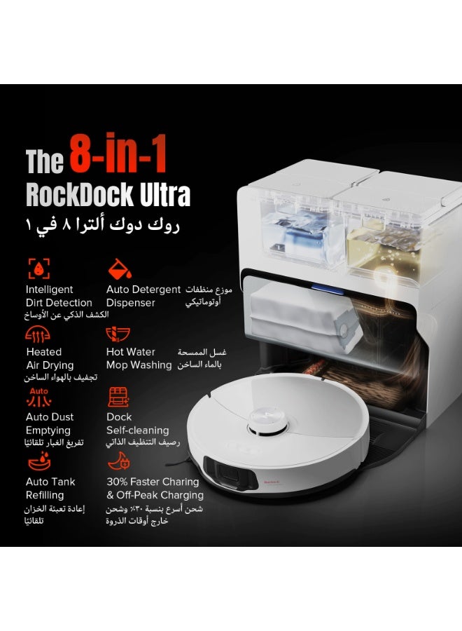 roborock S8 MaxV Ultra Robot Vacuum & Sonic Mop, 10000 Pa Suction, Corner to Edge Deep Cleaning, Hot Air Self-Drying, Auto Empty & Refill, Detergent Dispenser, Obstacle Avoidance,White - Image 2