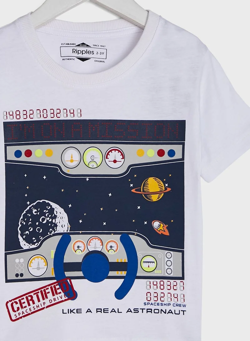 Ripples Round Neck Printed T-Shirt