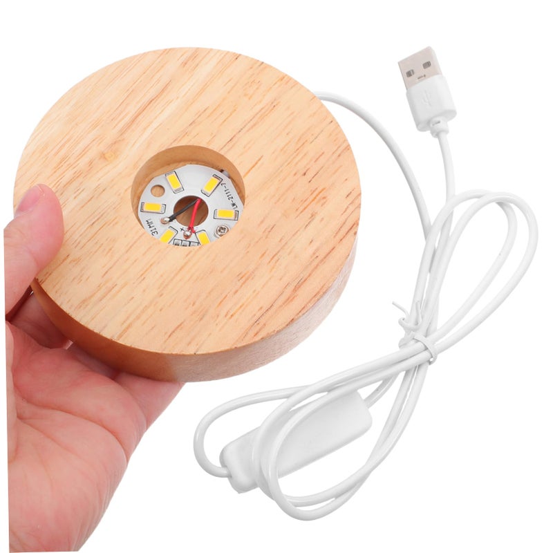 حامل عرض خشبي مع قاعدة إضاءة LED لكرات الكريستال الزخرفية مصباح ليلي - Image 5