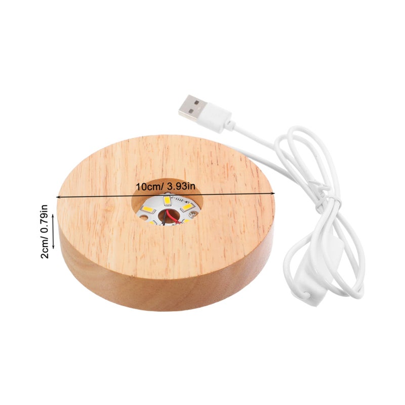 حامل عرض خشبي مع قاعدة إضاءة LED لكرات الكريستال الزخرفية مصباح ليلي - Image 3