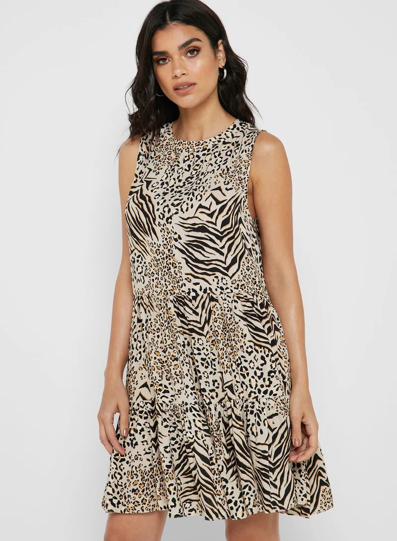 New Look Petite Animal Print Skater Dress