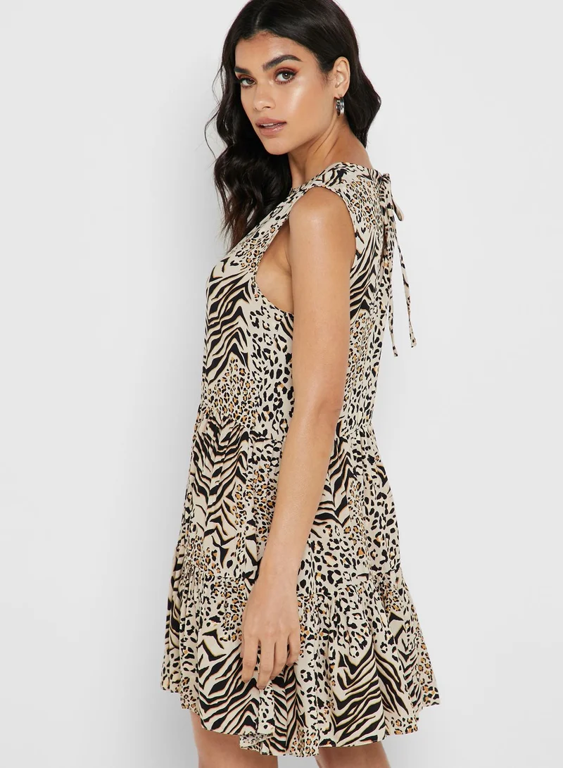New Look Petite Animal Print Skater Dress