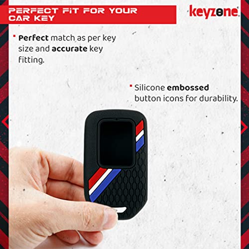 Keyzone Striped Silicone Compatible for Honda City, Civic, Amaze, Elevate, WR-V, Accord, BR-V, CR-V, Mobilio, Jazz, Brio Smart Key (Black) - Image 4