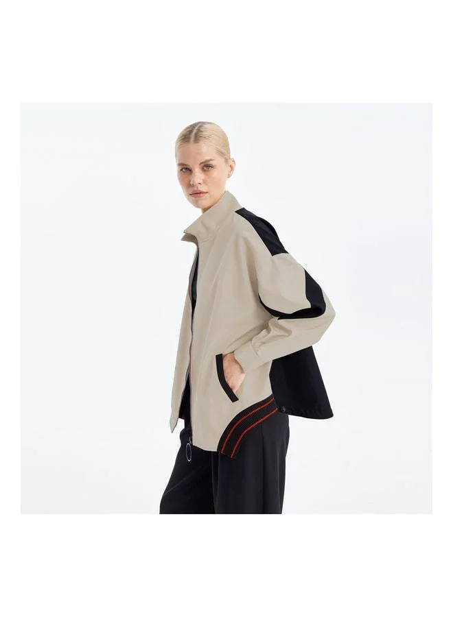 Soul Women's Split Back Elastic Jacket - 31530CKT - STONE-BLACK.