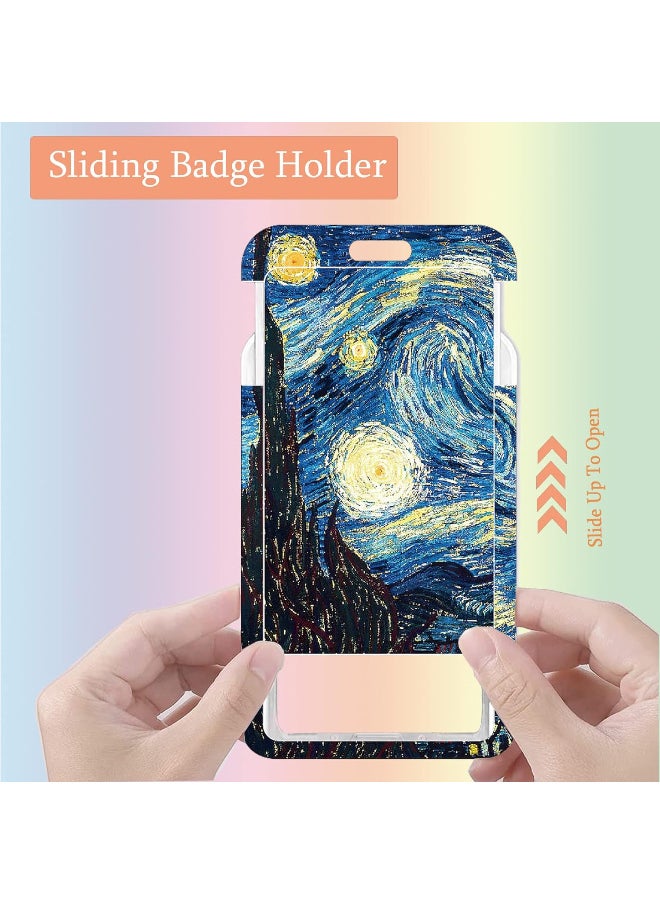 TFiOXL 1 Pack Blue Starry Night ID Badge Holder Lanyard and Retractable Badge Reel Clip Cool Keychain for Women Men Girls for Keys ID Badges Nurse Neck School Lanyard ID Holder  - Image 4