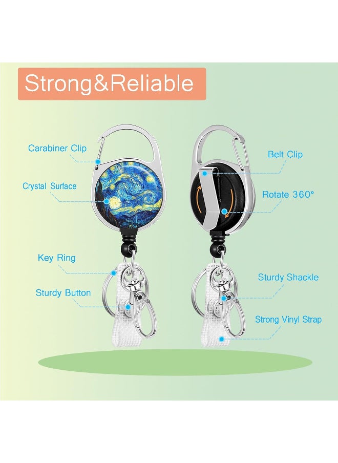 TFiOXL 1 Pack Blue Starry Night ID Badge Holder Lanyard and Retractable Badge Reel Clip Cool Keychain for Women Men Girls for Keys ID Badges Nurse Neck School Lanyard ID Holder  - Image 5