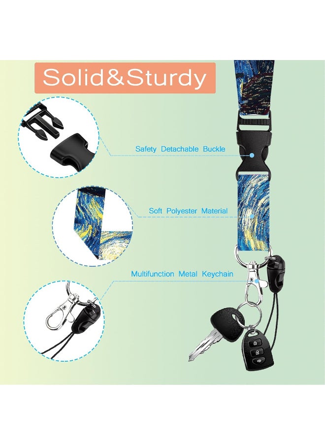 TFiOXL 1 Pack Blue Starry Night ID Badge Holder Lanyard and Retractable Badge Reel Clip Cool Keychain for Women Men Girls for Keys ID Badges Nurse Neck School Lanyard ID Holder  - Image 3