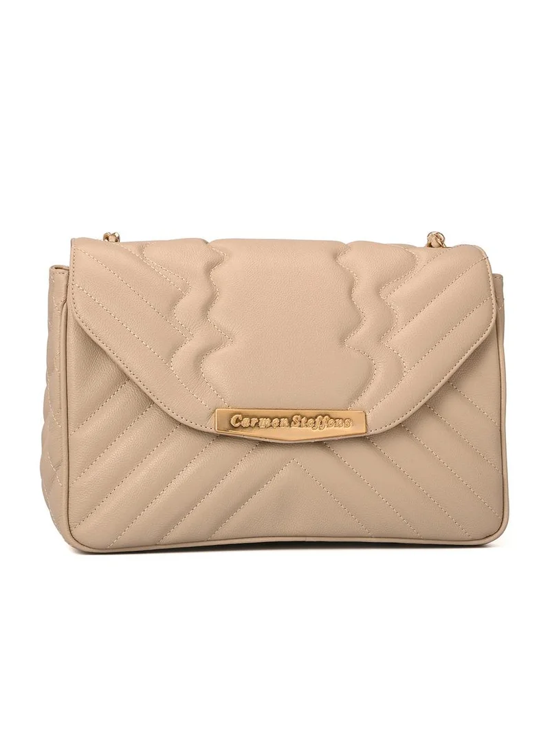 كارمن ستيفنز حقيبة مبطنة كلاسيكية بلون أبيض فاتح