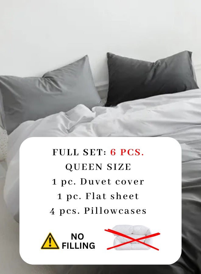 LUNA Home Queen Size 6 Piece Duvet Cover Set,Ombré Dark Grey Bedding set. - Image 3