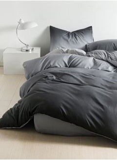 LUNA Home Queen Size 6 Piece Duvet Cover Set,Ombré Dark Grey Bedding set.  - Image 1