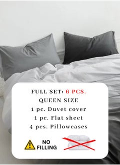 LUNA Home Queen Size 6 Piece Duvet Cover Set,Ombré Dark Grey Bedding set.  - Image 3