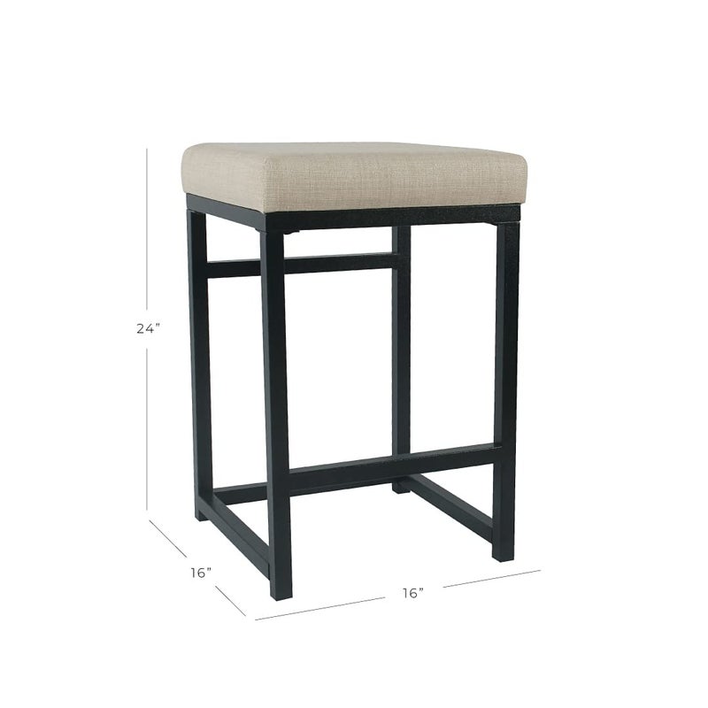 Homepop Home Decor | Modern 24-Inch Counter Stool | Backless Metal Frame Bar Stools Counter Height | Decorative Home Furniture, Natural - Image 2