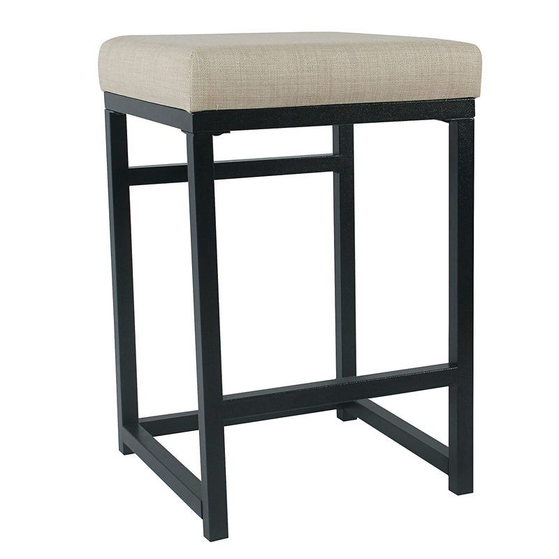 Homepop Home Decor | Modern 24-Inch Counter Stool | Backless Metal Frame Bar Stools Counter Height | Decorative Home Furniture, Natural - Image 1