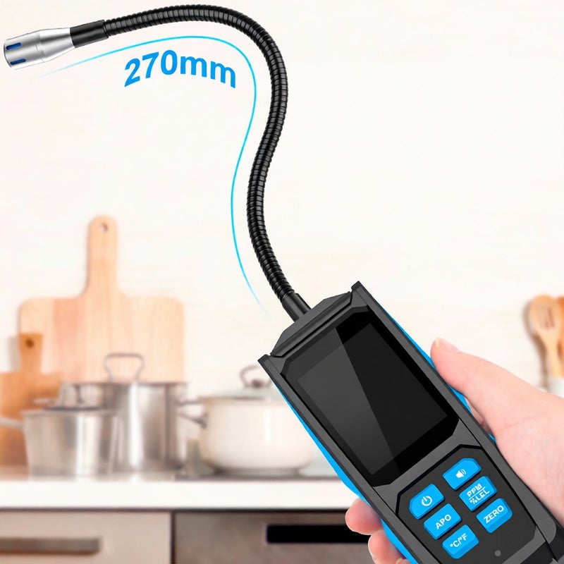 Handheld Combustible Gases Leak Detector Natural Gases Leakage Tester Portable Combustible Gases Concentration Analyzer Meter with Temperature Test and Sound Light Alarm Function - Image 5