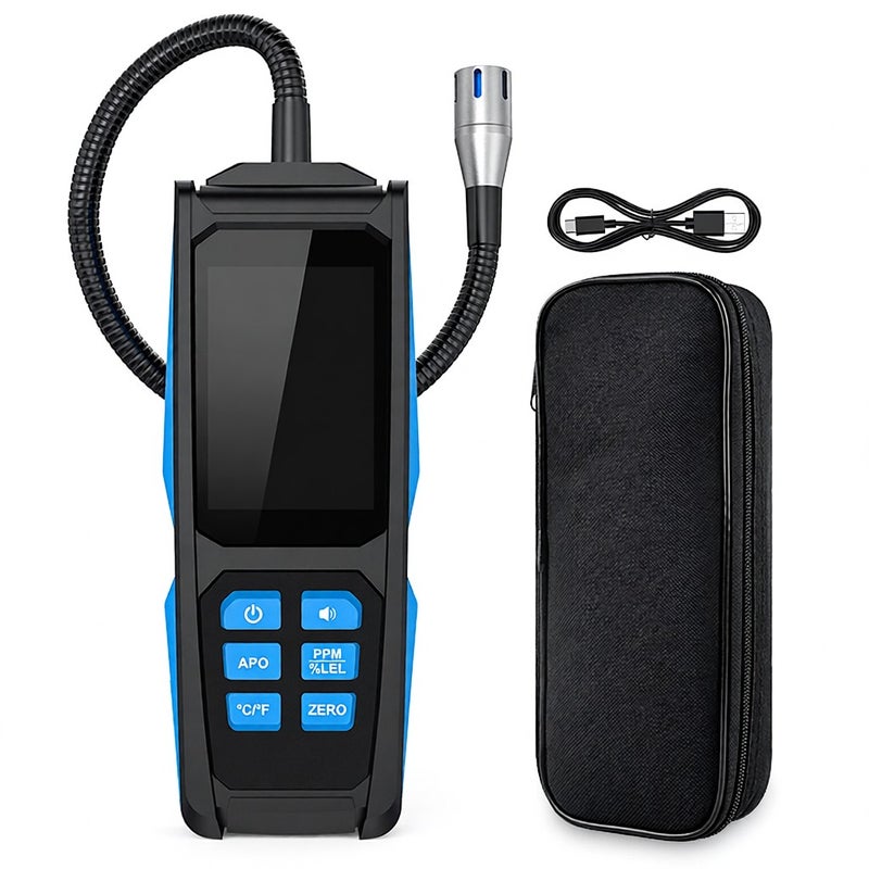Handheld Combustible Gases Leak Detector Natural Gases Leakage Tester Portable Combustible Gases Concentration Analyzer Meter with Temperature Test and Sound Light Alarm Function - Image 1
