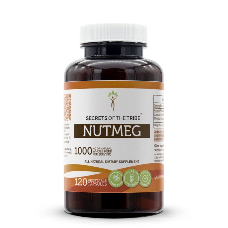 Secrets of the Tribe Nutmeg 120 Capsules 1000 mg Nutmeg Rou Dou Kou Myristica Fragrans Dried Nut 120 Capsules