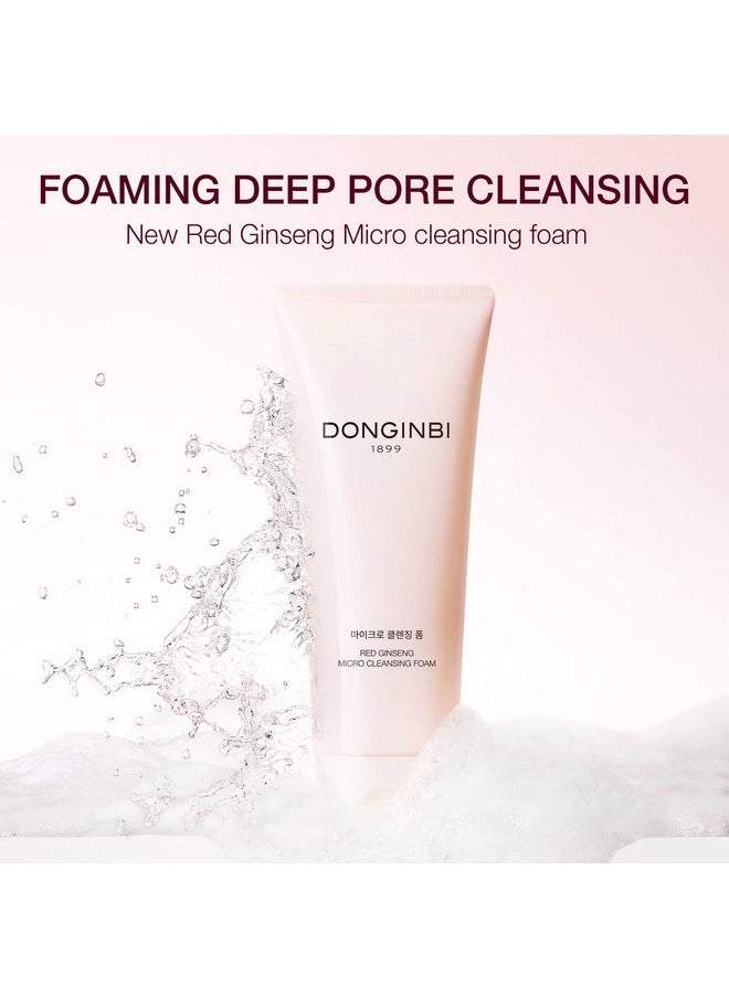 donginbi - [Upgraded] Red Ginseng Micro Cleansing Foam Ex Hydrating Face Wash With Red Ginseng Extract Nonirritating Lightweight & Creamy Daily Face Cleanser By Korea Ginseng Corp 5.07 Oz - Image 1