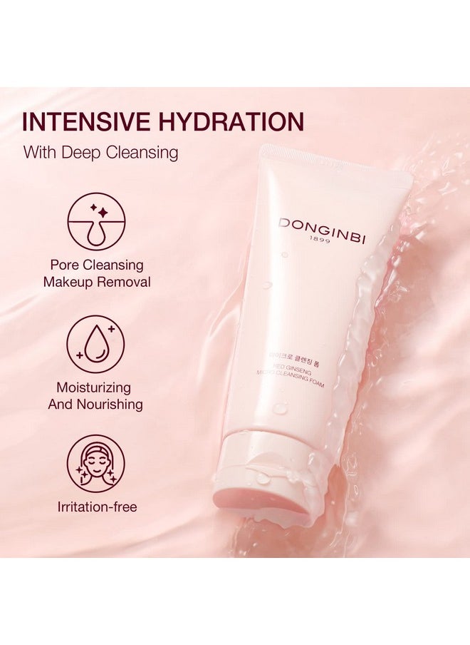 donginbi - [Upgraded] Red Ginseng Micro Cleansing Foam Ex Hydrating Face Wash With Red Ginseng Extract Nonirritating Lightweight & Creamy Daily Face Cleanser By Korea Ginseng Corp 5.07 Oz - Image 1