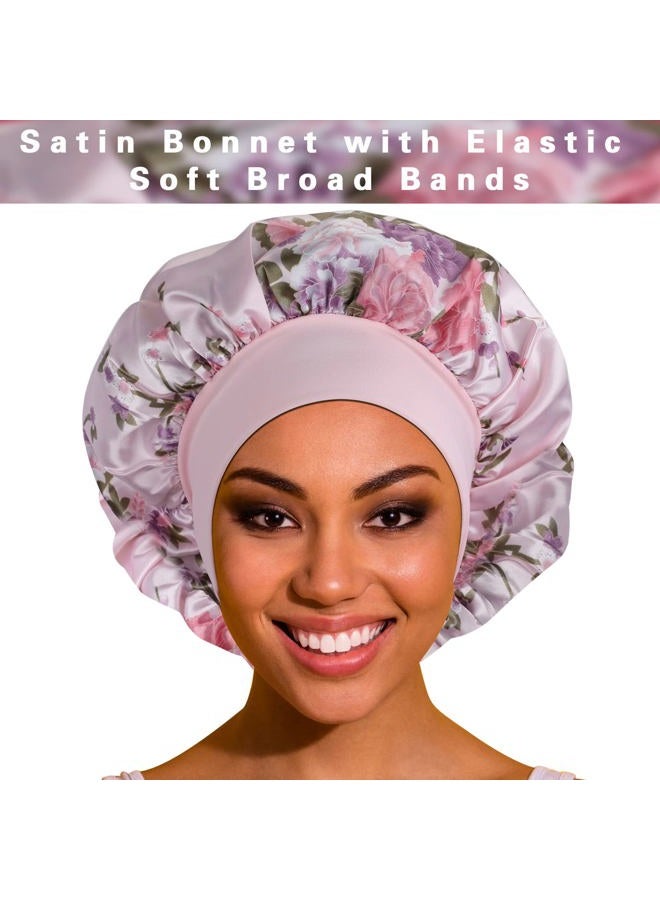 Roybens Satin Bonnet Hair Bonnet for Sleeping- 4 Pack Large Silk Bonnets for Black Women with Elastic Soft Band for Hair Care - Image 2