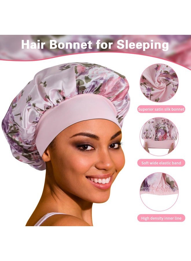 Roybens Satin Bonnet Hair Bonnet for Sleeping- 4 Pack Large Silk Bonnets for Black Women with Elastic Soft Band for Hair Care - Image 5