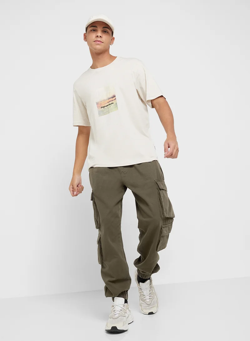 JACK & JONES 5 Pack Graphic Crew Neck T-Shirt